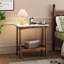 Table d'appoint avec rangement pour le salon de la chambre à coucher, extrémité rétro brun rougeâtre