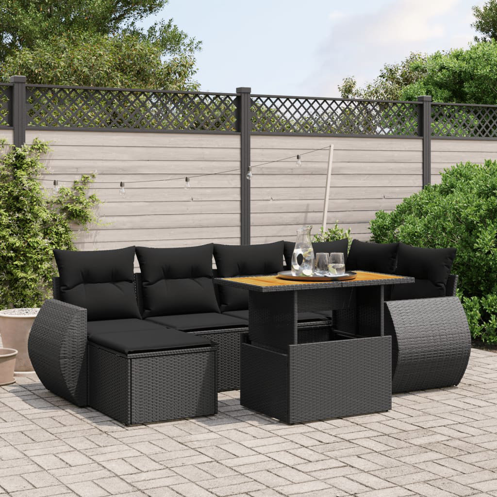 Vidaxl 7-Tlg. Garten-Sofagarnitur aus Polyrattan mit Kissen