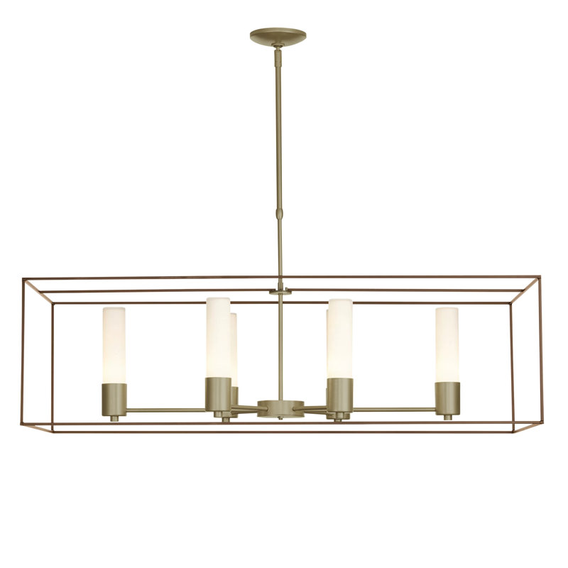 Portico 6 - Light Kitchen Island Linear Pendant, Vintage Platinum, Bronze, Opal