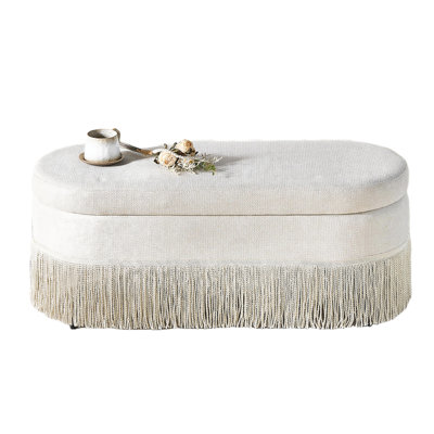 Oval Storage Ottoman With Lift-top Lid, Multi-functional Footrest