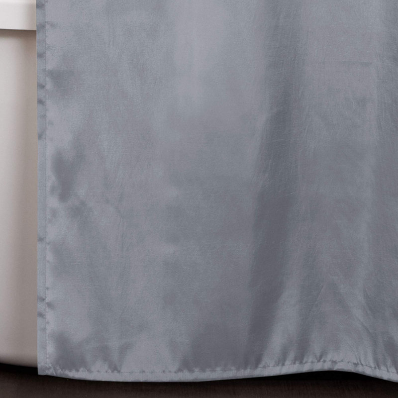 Gray Polyester Shower Curtain with Textured Ruffle Design