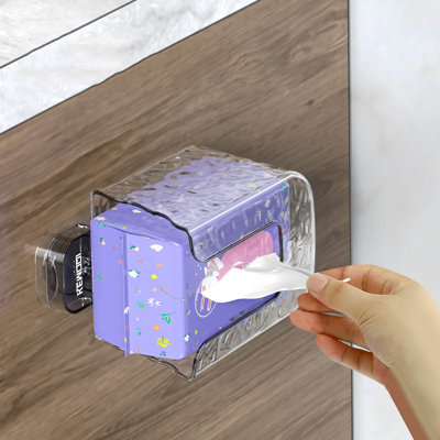 Wall mounted storage boxs Vacuum Suction Cup Wall Mounted Storage Box For Household Bathroom  Bathroom  Face Wash  Transparent  Luxurious  And Good-end Wet Wipes