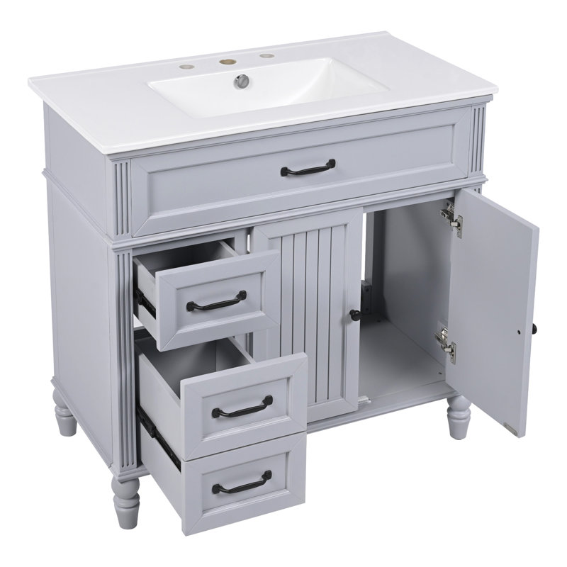 Meuble-lavabo chic avec rangement abondant et caractéristiques haut de gamme, Gris