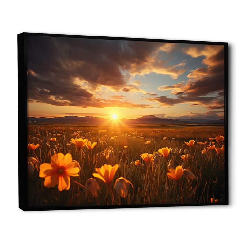 Coucher de soleil sur les prairies - Reproduction d'art mural paysage coucher de soleil, H 12 po x l 20 po x P 1 po