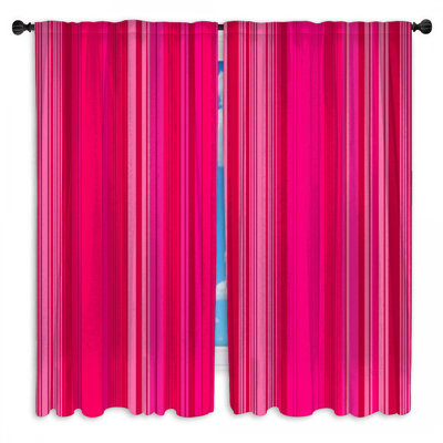 Pink Stripes Window Curtains  Pattern Sheer & Room Darkening - 2 Panels