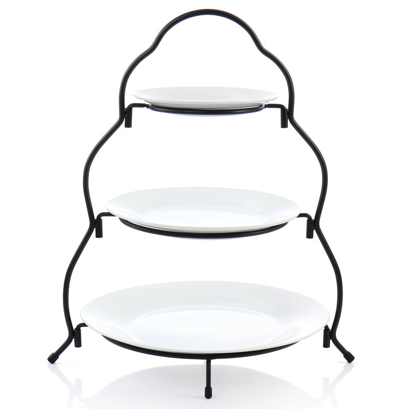 Elama 3 Tier Round Plate Porcelain Serveware Set