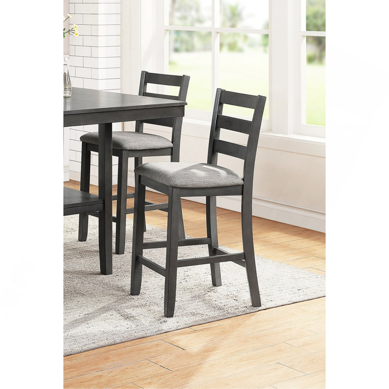 5 Piece Counter Height Dining Set, Gray, 5, 36" H x 32" W x 32" D
