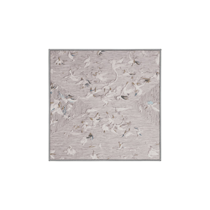 Machine Washable Gray Area Rug, Square 4'
