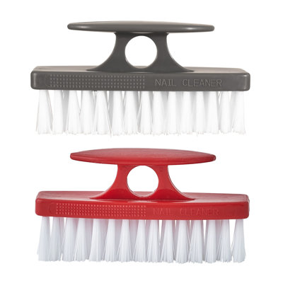 Superio Nail Brush for Cleaning Fingernails, Nail Scrubber - All-Purpose Stiff Cleaner for Hands, Feet, Home, Kitchen, Work - Small Scrub Brush - (Grey,Red,)