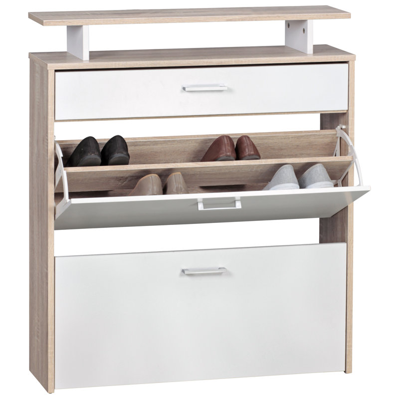8 Pair Solid Wood Flip Down Shoe Storage