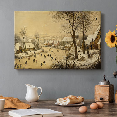 Winter Landscape with Skaters and Bird Trap-Pieter Bruegel the Elder-Gallery Wrapped Canvas-1565