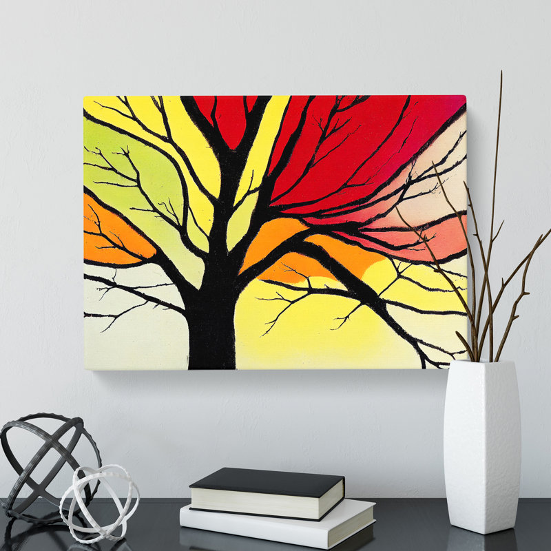 Cute Colourful Tree - Wrapped Canvas, 35cm H x 50cm W x 3cm D