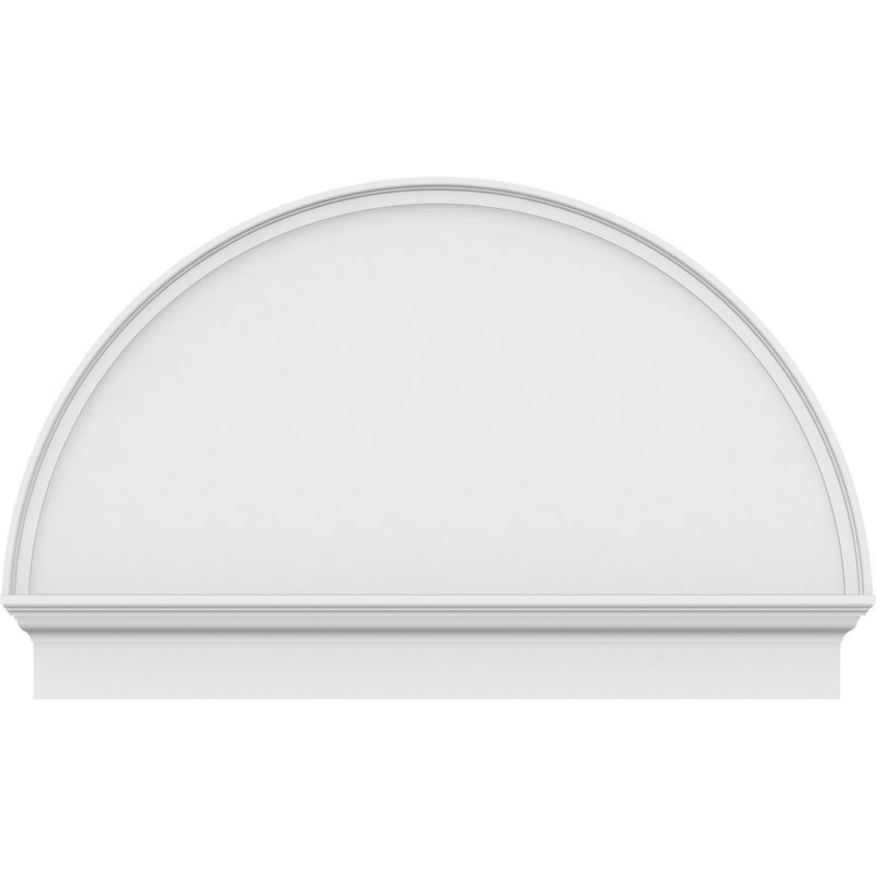 46"W x 29-3/4"H x 2-3/4"P Half Round Smooth Architectural Grade PVC Combination Pediment, 29-3/4" H  x 46" W  x  2-3/4" D