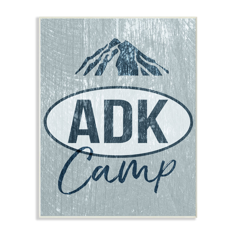 «ADK Camp Mountains Adirondack», art textuel, Plaque murale, H 15 po x l 10 po