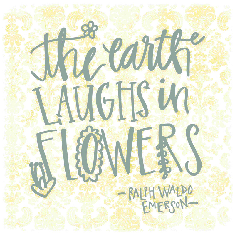 Laugh Flower Yellow Gray - Toile tendue, art textuel, H 30 po x l 30 po