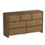 Commode en rotin à 7 tiroirs pour chambre à coucher, commode moderne de 140 cm de large avec 7 grands espaces de rangement et un design aux bords arrondis, style bohème, couleur noyer-1127950226