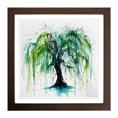 Weeping Willow Splatter Art - Framed Print