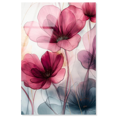 Art mural fleur en filigrane Flora II par Art Remedy, prêt à être accroché