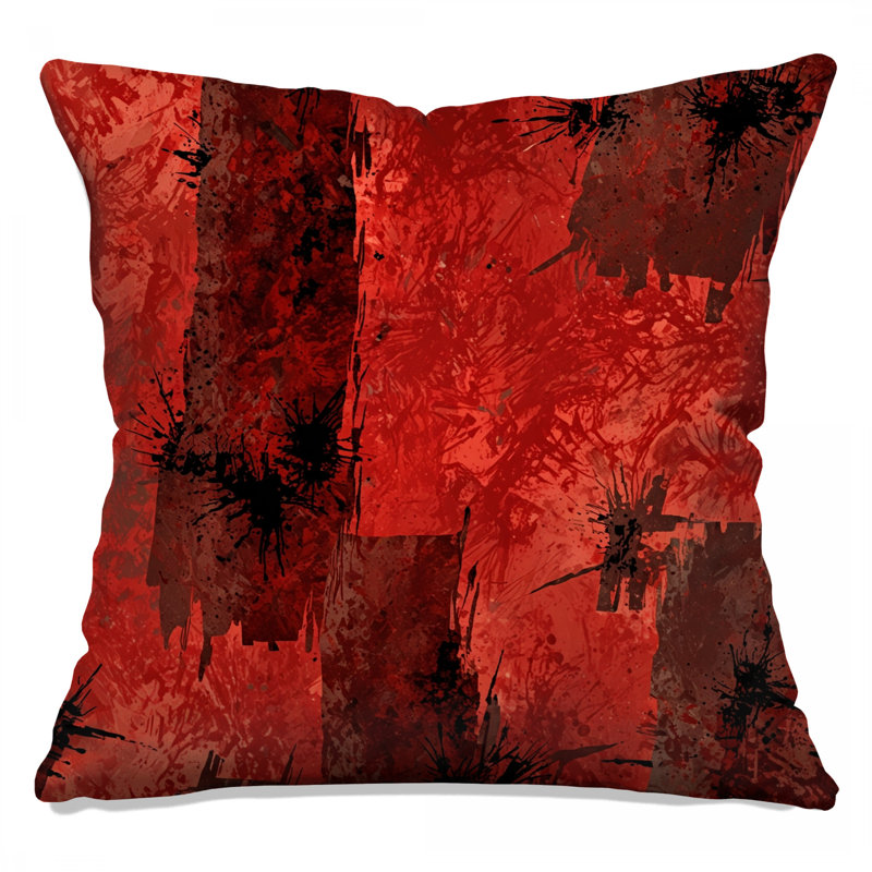 Coussins décoratifs rouges et noirs, 16 x 16 pouces