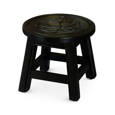 -Shaded Wooden Stool With Ravishing Maple Leaf Step In Sumptuous And Enticing