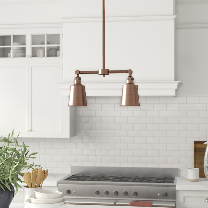 Luminaire suspendu linéaire à 2 lumières pour îlot de cuisine Lavender Hill, DEL