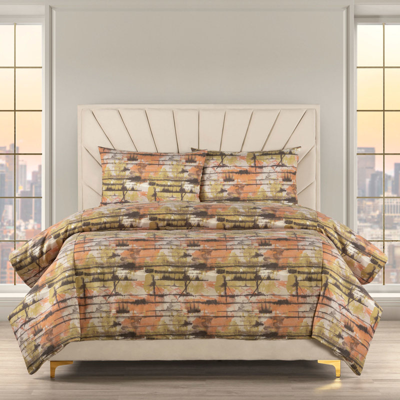 Literie Graffiti, Housse de couette double et 2 taies décoratives s, Melon