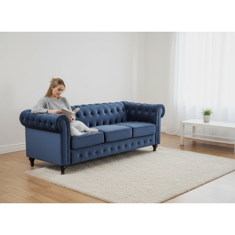 Canapé Chesterfield, Bleu très foncé