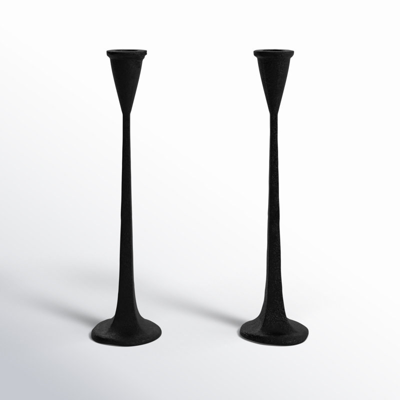 Iron Tabletop Candlestick, Black, 14.17" H x 2.95" W x 2.95" D