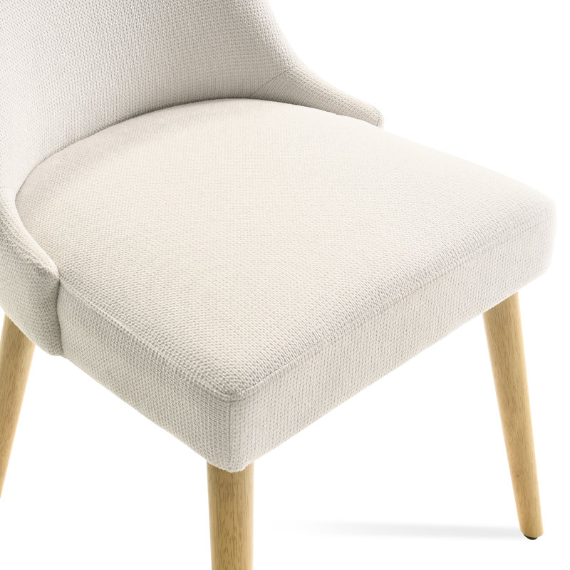 Chaise rembourrée de style Mid-Century avec pieds en bois, salle à manger, cuisine, chaises de salle à manger Restruarnt, assemblage minimal requis - crème, ensemble de 2