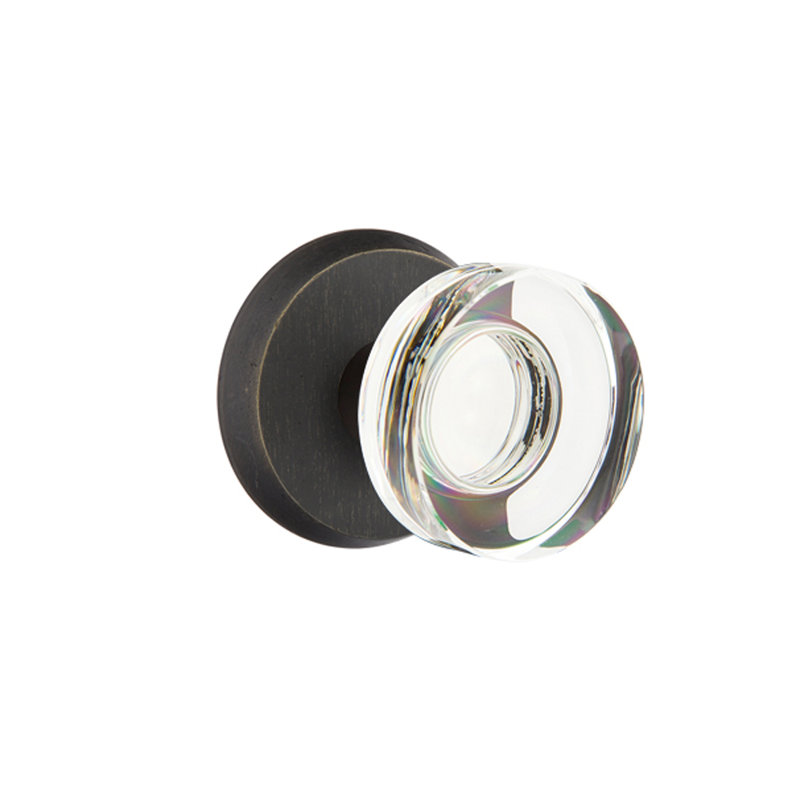 Ensemble de boutons de confidentialité Emtek avec rosette n ° 2 et bouton de verre moderne, Bronze moyen