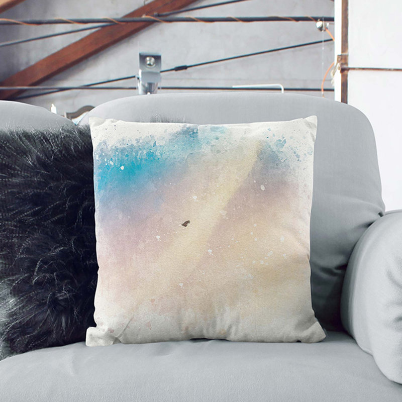 Abstract Square Cushion, 55 x 55 cm, Blue/Light Yellow/Sand