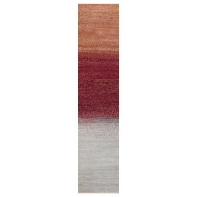 Tapis rouge / beige / gris noué à la main de haute qualité