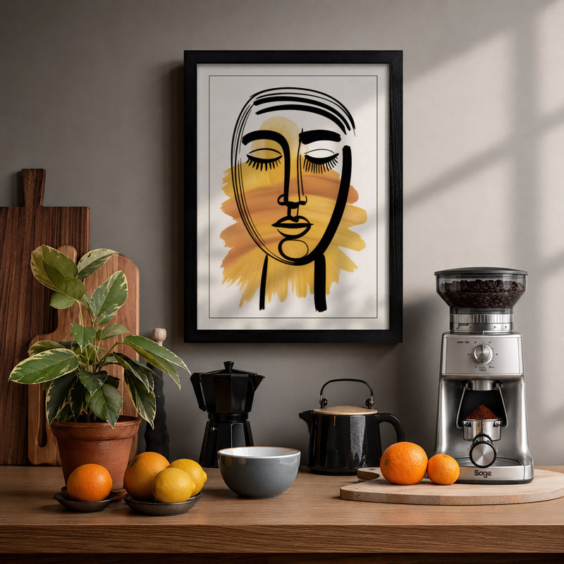 Golden Repose Modern - Framed Print, Black, A4 - 29.7 x 21.0 cm