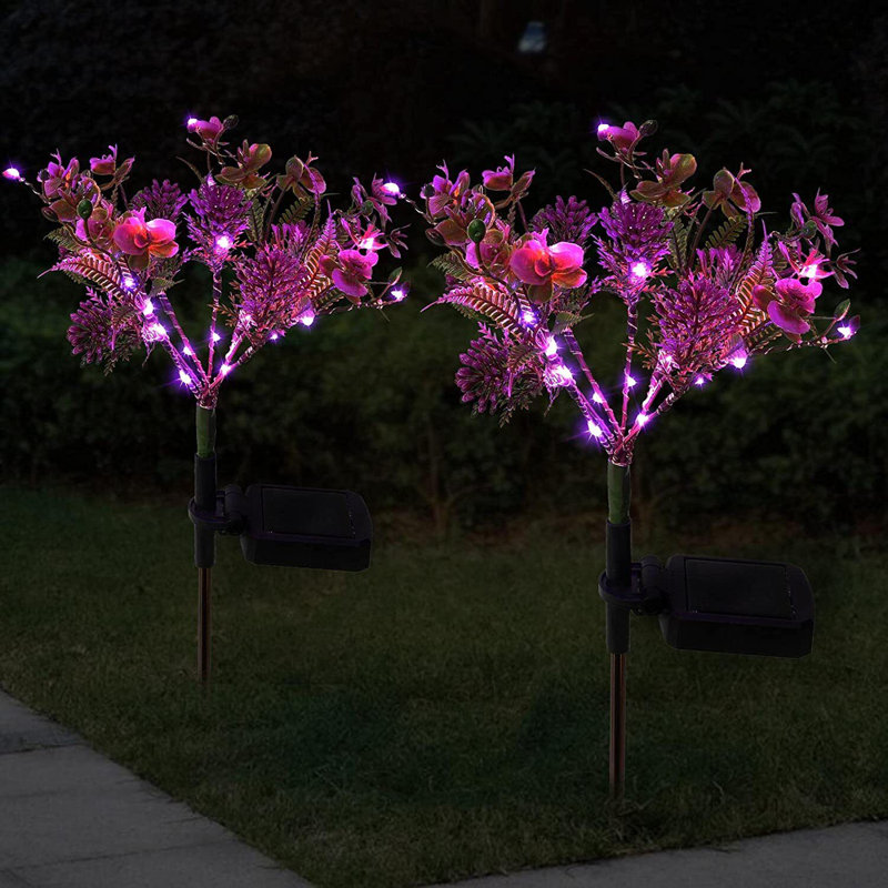Paquet de 4 lumières Phalaenopsis intégrées à énergie solaire à DEL pour l'extérieur