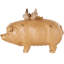 Sculpture Cole et cochon gris en résine avec coqs et poussins