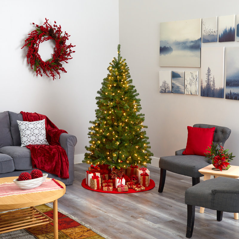 Lighted Artificial Pine Christmas Tree, 6' H