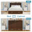 Grand lit escamotable rustique brun foncé, lit escamotable escamotable avec tiroirs de rangement pour petite chambre et bureau à domicile, matelas non inclus