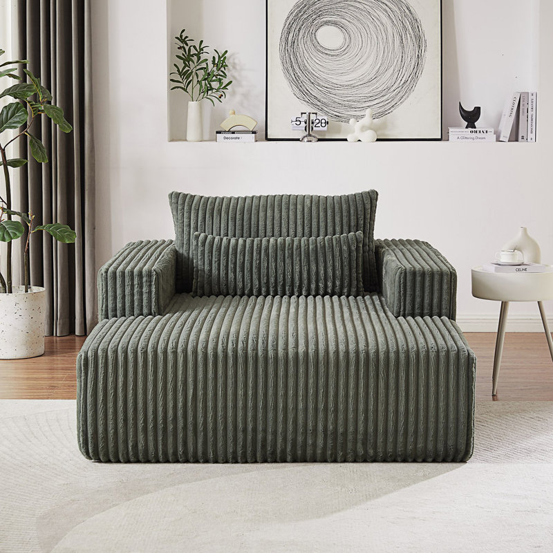 Méridienne, canapé-lit moderne moelleux, canapé confortable, Vert d’armée