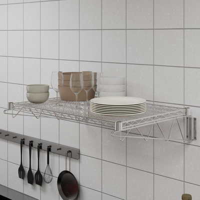 Chrome Wire Wall Mount Shelf