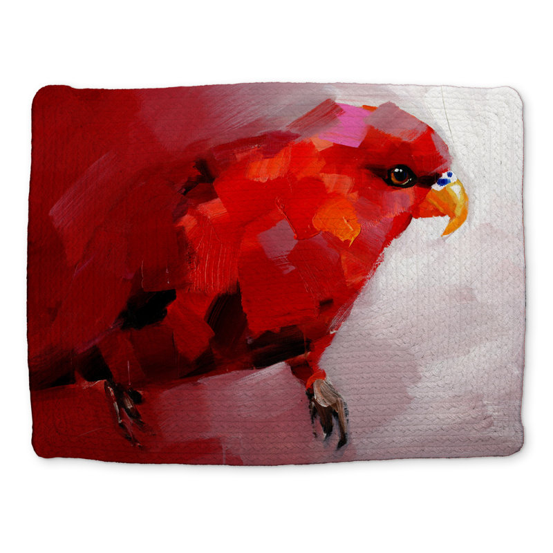 Napperon abstrait rouge perroquet - décor de chambre contemporain