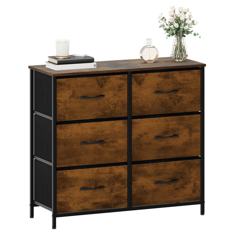 6 Drawer Storage Drawer, Brown/Black
