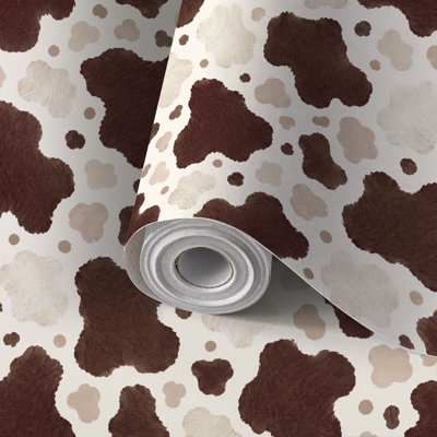 Papier de contact à peler et coller avec papier de vache sans couture imprimé de gros pois bruns auto-adhésif et amovible 24 po x 118 po (60 x 300 cm)