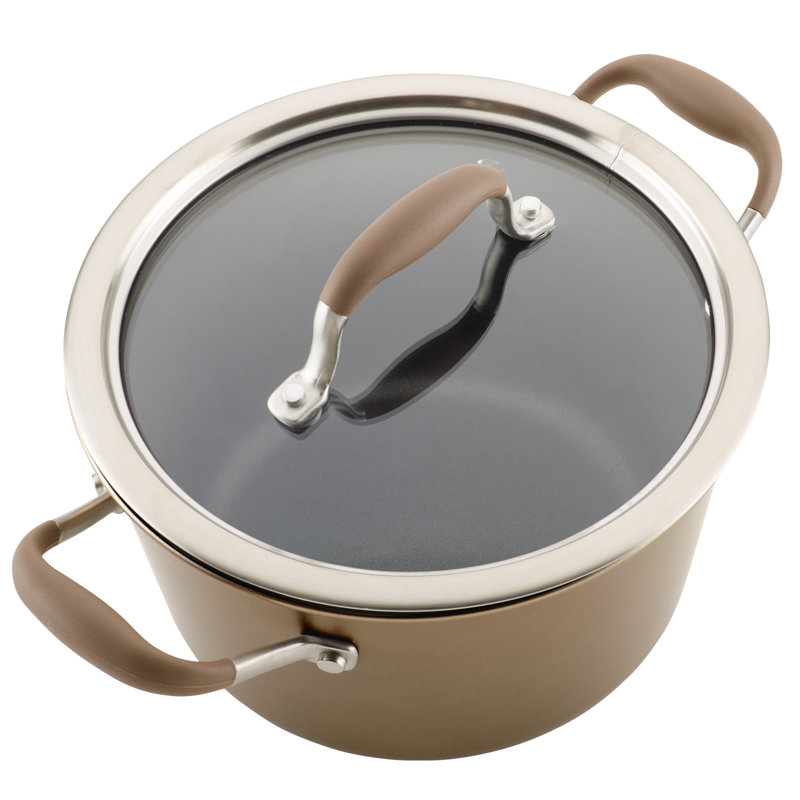 Bronze 4.5-Quart Nonstick Aluminum Saucier with Glass Lid