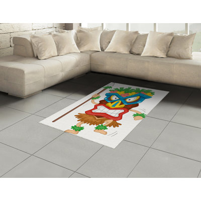 Tiki Bar High Density Long Fiber Poly Threads Decorative Area Rug Carpet