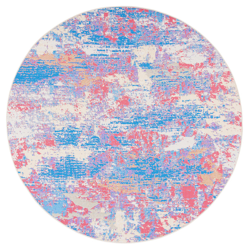 Hutchings Performance Abstract Indoor/Outdoor Area Rug, Round 6'7"