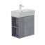 Meuble-lavabo mural 21,6 po avec lavabo en céramique, porte à fermeture en douceur, tablette de rangement flottante à gauche, assemblage requis