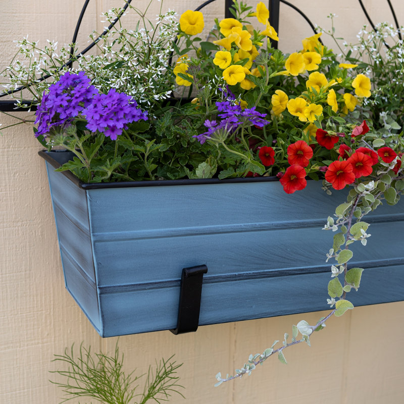 Boîte à fleurs en acier galvanisé pour fenêtre Peachland, Bleu