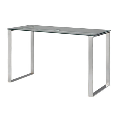 Guice 47" Clear and Silver Glass and Metal Computer Desk