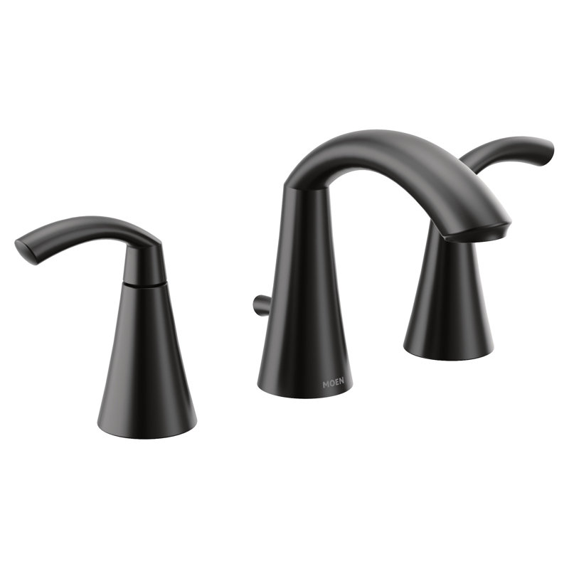 Matte black two-handle high arc bathroom faucet, Matte Black