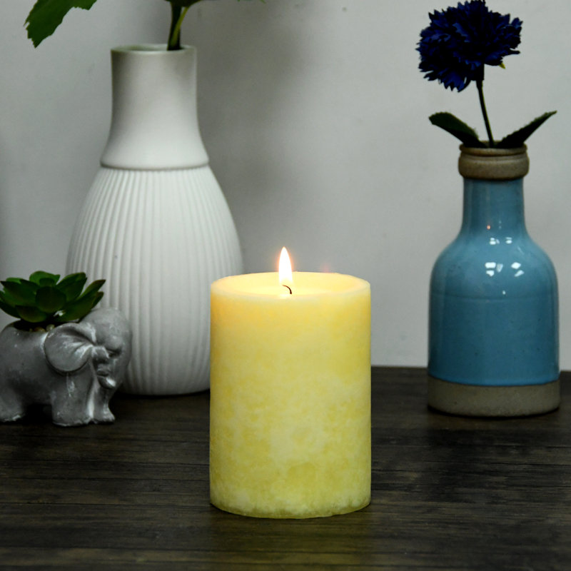 Vanilla Scented Pillar Candle, 4" H x 3" W x 3" D